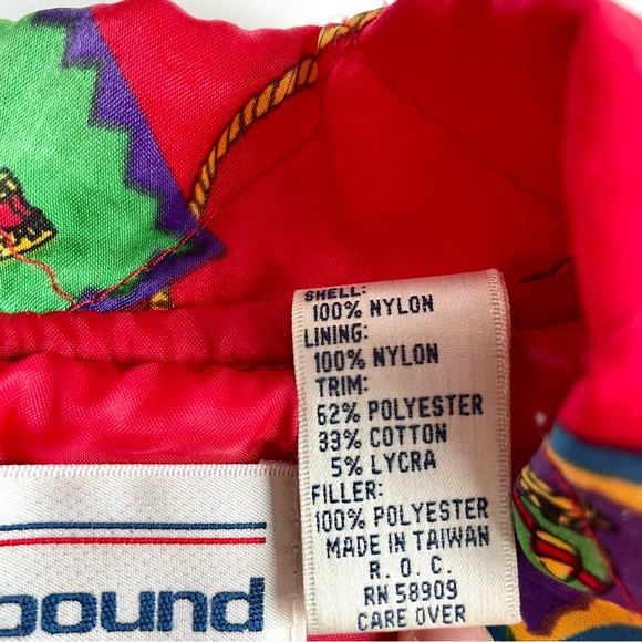 Vintage 90s Red Abstract Print Bomber Jacket Y2K Funky Eclectic Clowncore Size S - Picture 6 of 7